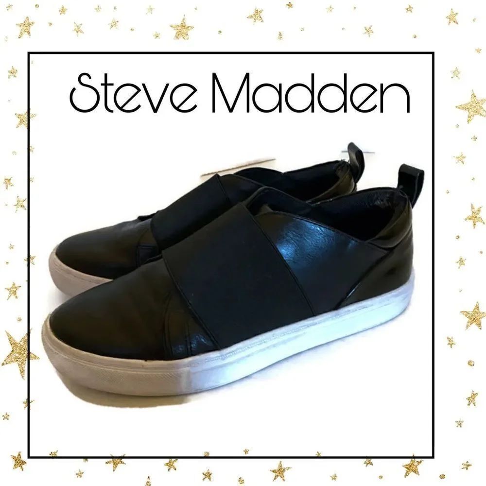 Steve Madden Women's Black Leather Slip-On Loafers 6